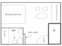 ダブルルーム（３０７）平面図