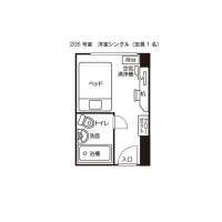 シングルルーム（２０５）平面図