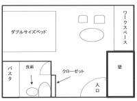 ダブルルーム（３０７）平面図