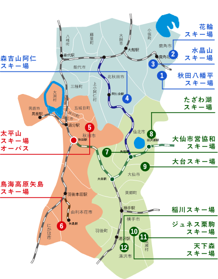 スキー場のエリアマップ